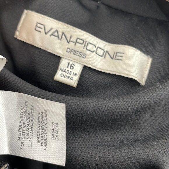 Evan Picone Dress Sleeveless Midi V-Neck Geometric Print Black Tan Size 16 - Picture 12 of 16